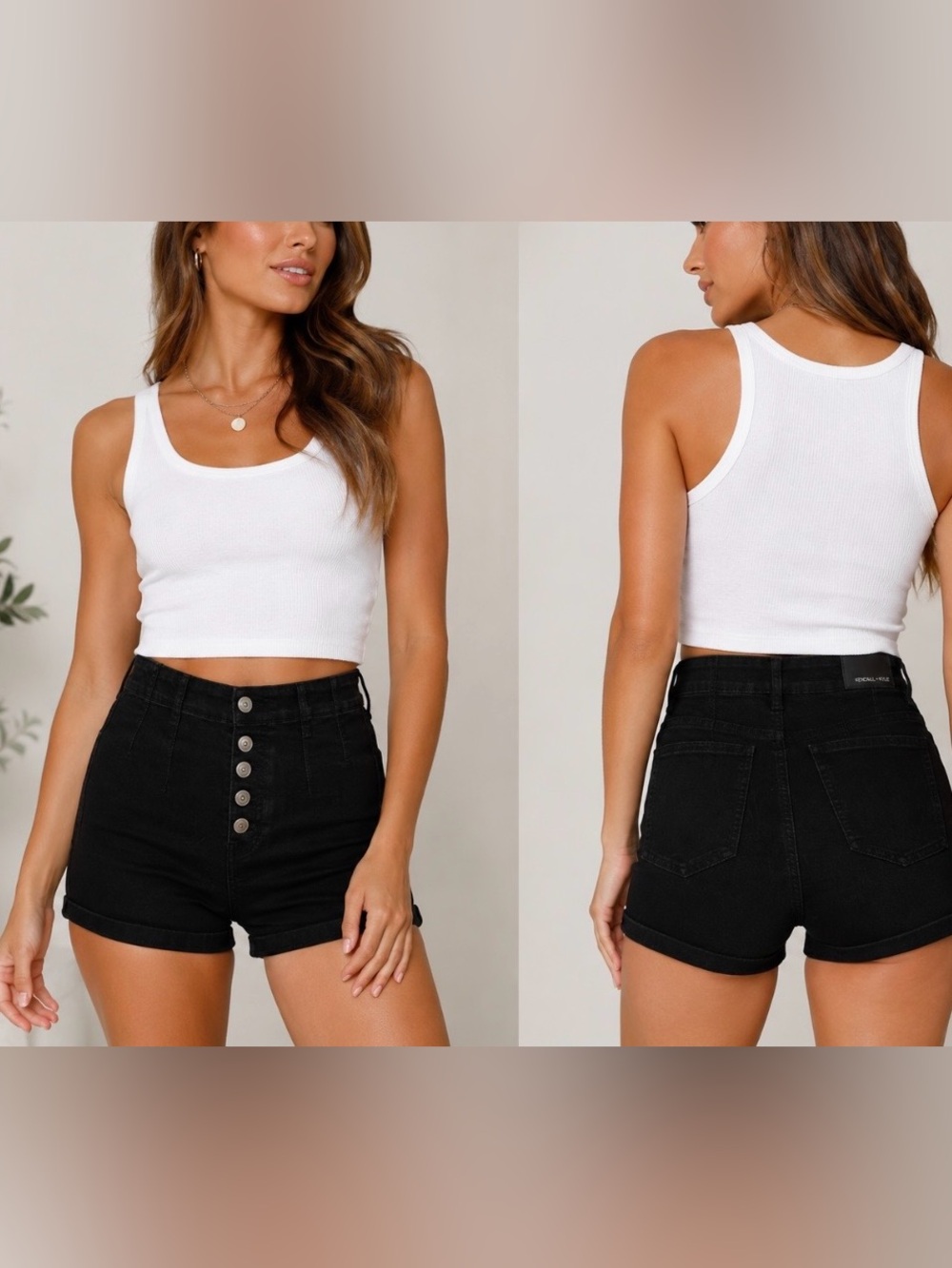 Kendall + Kylie Icon Shorts Black High Rise Women’s 11/30 Button Fly Denim